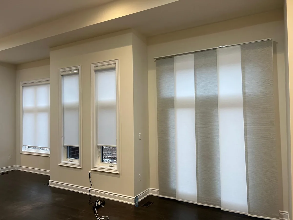 panel track blinds for a Brampton style patio door window covering