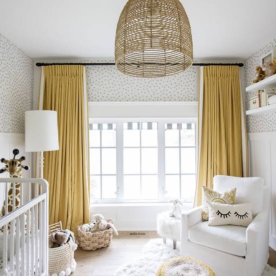 Custom drapery panels framing a living room window