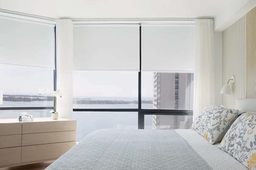 Custom roller shades for a Toronto condo window
