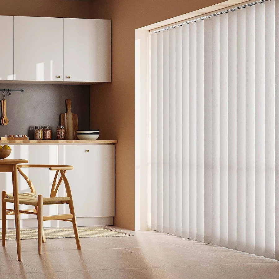 Sheer vertical shades for large patio doors